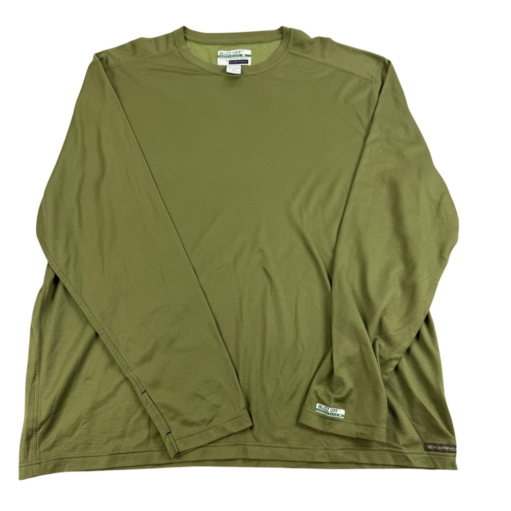 ExOfficio Buzz Off Shirt Mens 2XL Green Long Sleeve Insect Shield Hiking Fishing